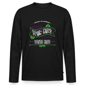 blagues écriture créative blogger cool génial - T-shirt manches longues Premium bio Homme - noir - Devant - Nico (187cm)