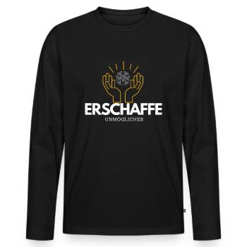 Erschaffe unmögliches - Männer Premium Bio Langarmshirt - Schwarz - Vorne - Nico (187cm)