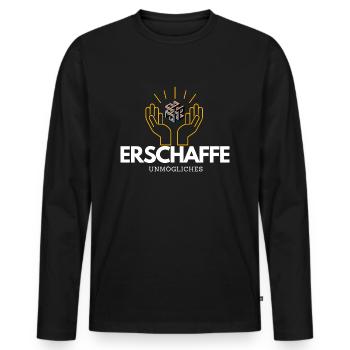 Erschaffe unmögliches - Männer Premium Bio Langarmshirt - Schwarz - Vorne - Nico (187cm)