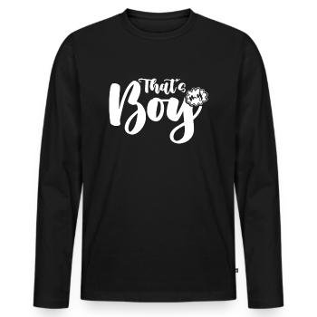 thatsmyboy - Men's Premium Organic Long Sleeve Shirt - black - Front - Nico (187cm)