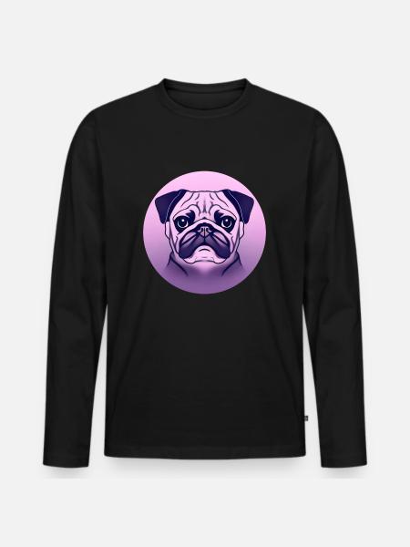 farbiger Mops im Kreis - Männer Premium Bio Langarmshirt - Schwarz