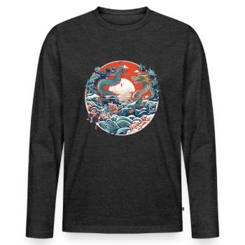 Chinesische Folklore - Männer Premium Bio Langarmshirt - Anthrazit meliert - Vorne - Nico (187cm)