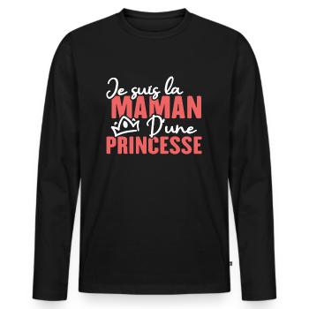 Je suis la maman d une princesse - T-shirt manches longues Premium bio Homme - noir - Devant - Nico (187cm)