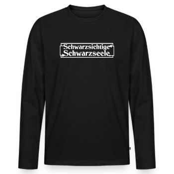 Schwarzsichtige Schwarzseele - Männer Premium Bio Langarmshirt - Schwarz - Vorne - Nico (187cm)
