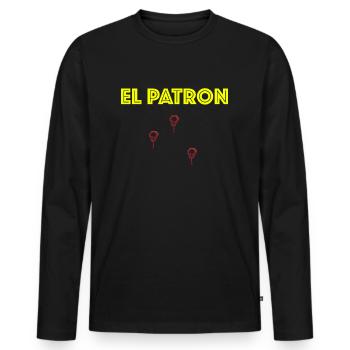 El Patron! Mafia Pablo Escobar lustige Sprüche Fun - Männer Premium Bio Langarmshirt - Schwarz - Vorne - Nico (187cm)