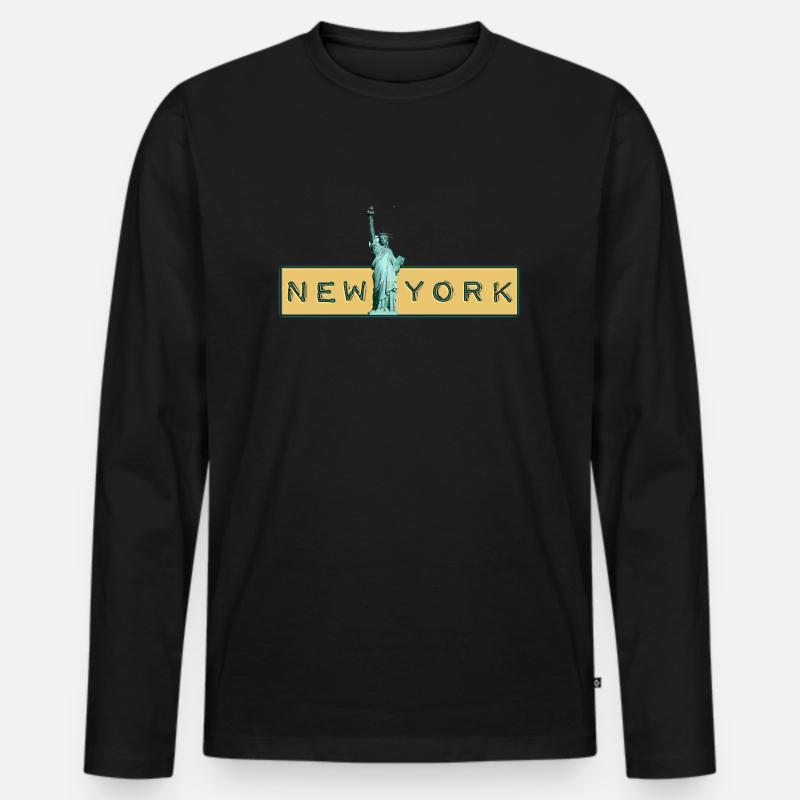 New York - Männer Premium Bio Langarmshirt - Schwarz