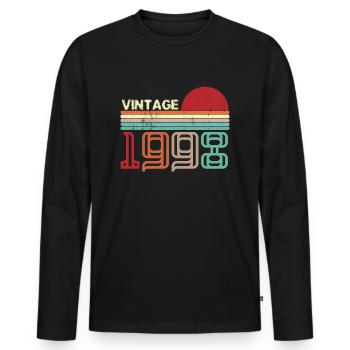 Vintage 1998 Anniversaire rétro sunset design - T-shirt manches longues Premium bio Homme - noir - Devant - Nico (187cm)