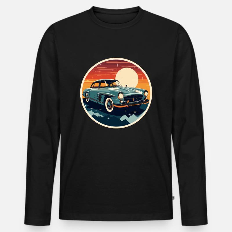 oldtimer Klassik - Männer Premium Bio Langarmshirt - Schwarz