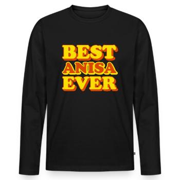 Anisa Prénom Drôle de cadeau - T-shirt manches longues Premium bio Homme - noir - Devant - Nico (187cm)