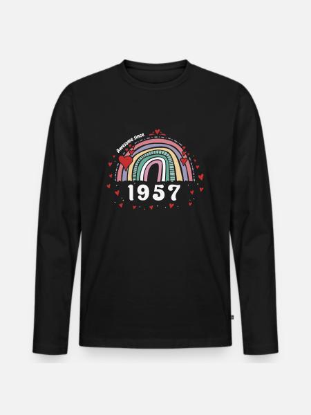 Cute Rainbow Awesome 1957 - 66. Geburtstag mit - Männer Premium Bio Langarmshirt - Schwarz