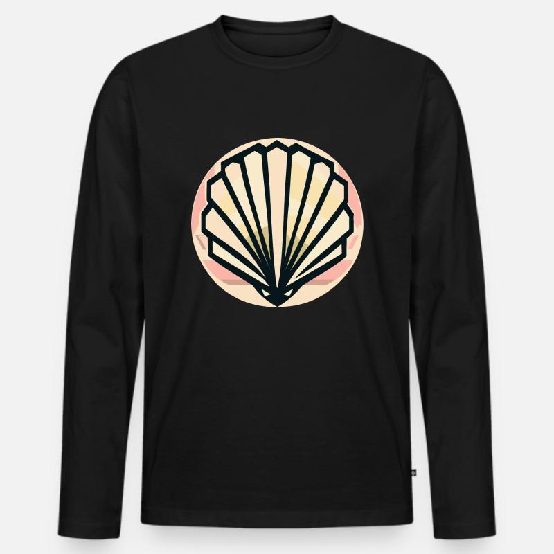 Muschel - Männer Premium Bio Langarmshirt - Schwarz