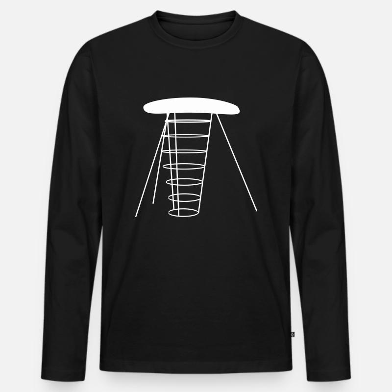 Der Pilz weiss - Männer Premium Bio Langarmshirt - Schwarz