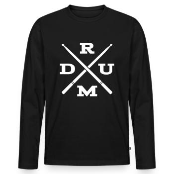 Drum Cross Drummer Drums - Men's Premium Organic Long Sleeve Shirt - black - Front - Nico (187cm)