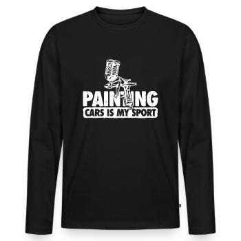 Peindre des voitures est mon sport - cadeau de laque automobile - T-shirt manches longues Premium bio Homme - noir - Devant - Nico (187cm)