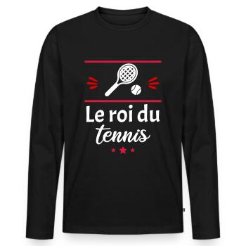 le roi du tennis, tennisman - T-shirt manches longues Premium bio Homme - noir - Devant - Nico (187cm)