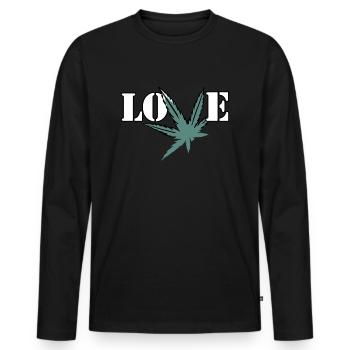 Love Cannabis Hanfblatt Liebe - Männer Premium Bio Langarmshirt - Schwarz - Vorne - Nico (187cm)