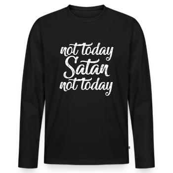 Pas aujourd’hui Satan Dictons sarcastiques drôles - T-shirt manches longues Premium bio Homme - noir - Devant - Nico (187cm)