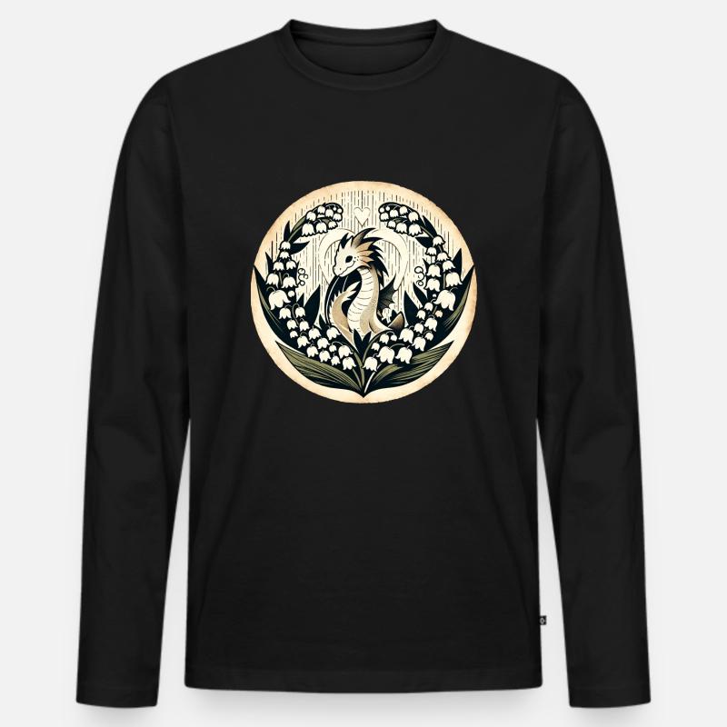 Maiglöckchen-Drache - Männer Premium Bio Langarmshirt - Schwarz