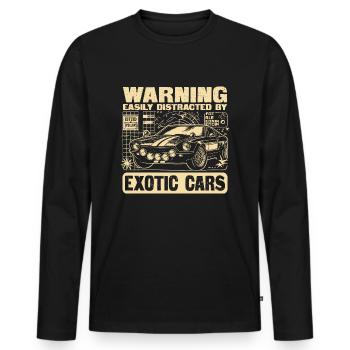 Warning Easily Distracted By Exotic Cars - Men's Premium Organic Long Sleeve Shirt - black - Front - Nico (187cm)
