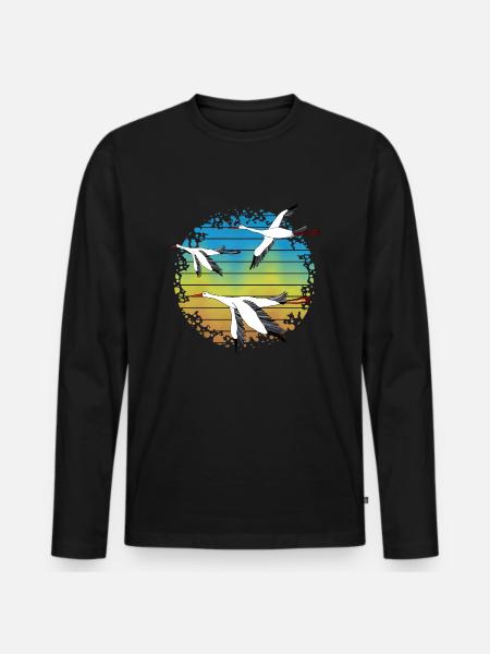 Störche - Männer Premium Bio Langarmshirt - Schwarz
