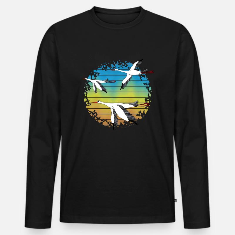 Störche - Männer Premium Bio Langarmshirt - Schwarz