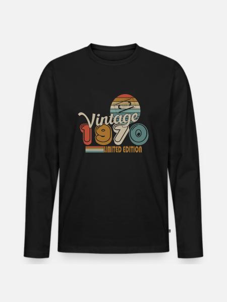 1970 - Männer Premium Bio Langarmshirt - Schwarz