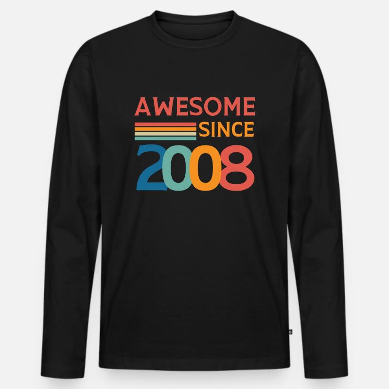 Großartig seit 2008 - Männer Premium Bio Langarmshirt - Schwarz