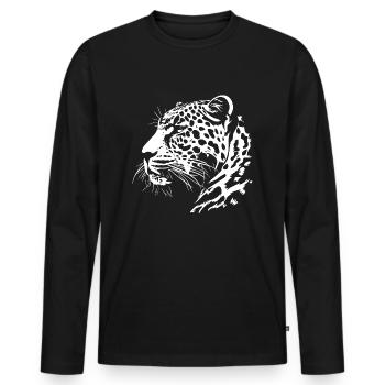 Leopard - Men's Premium Organic Long Sleeve Shirt - black - Front - Nico (187cm)
