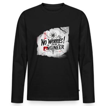 ein Ingenieur - Männer Premium Bio Langarmshirt - Schwarz - Vorne - Nico (187cm)