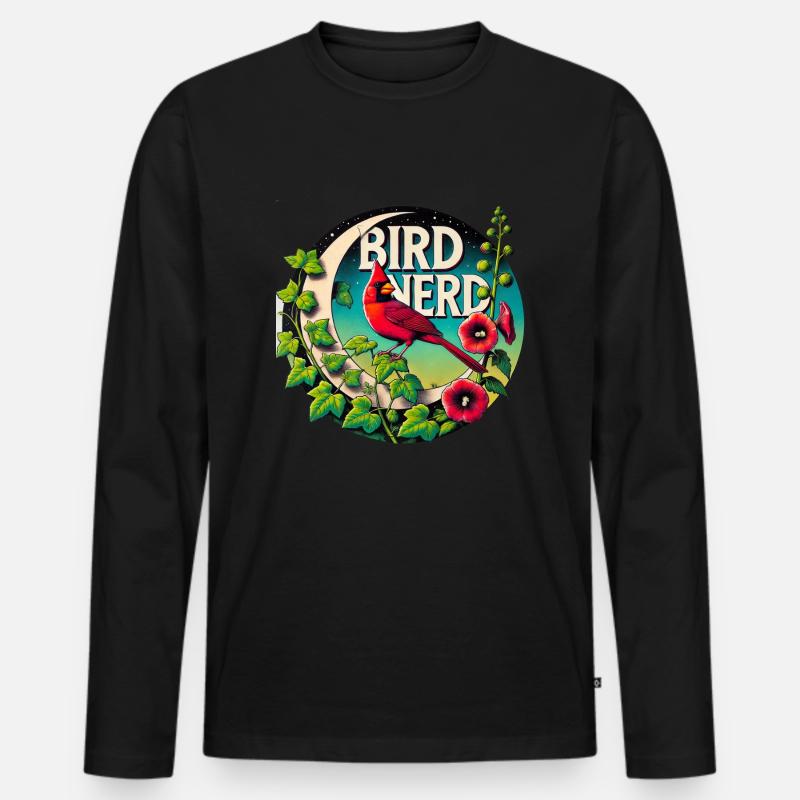 Vogel-Nerd - Männer Premium Bio Langarmshirt - Schwarz