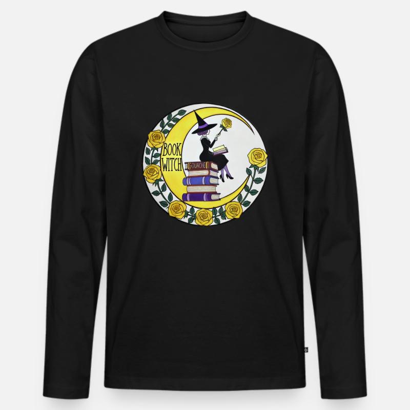 Buch Hexe - Männer Premium Bio Langarmshirt - Schwarz