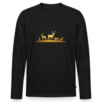 Wald-Silhouette Forest Silhouette - Men's Premium Organic Long Sleeve Shirt - black - Front - Nico (187cm)
