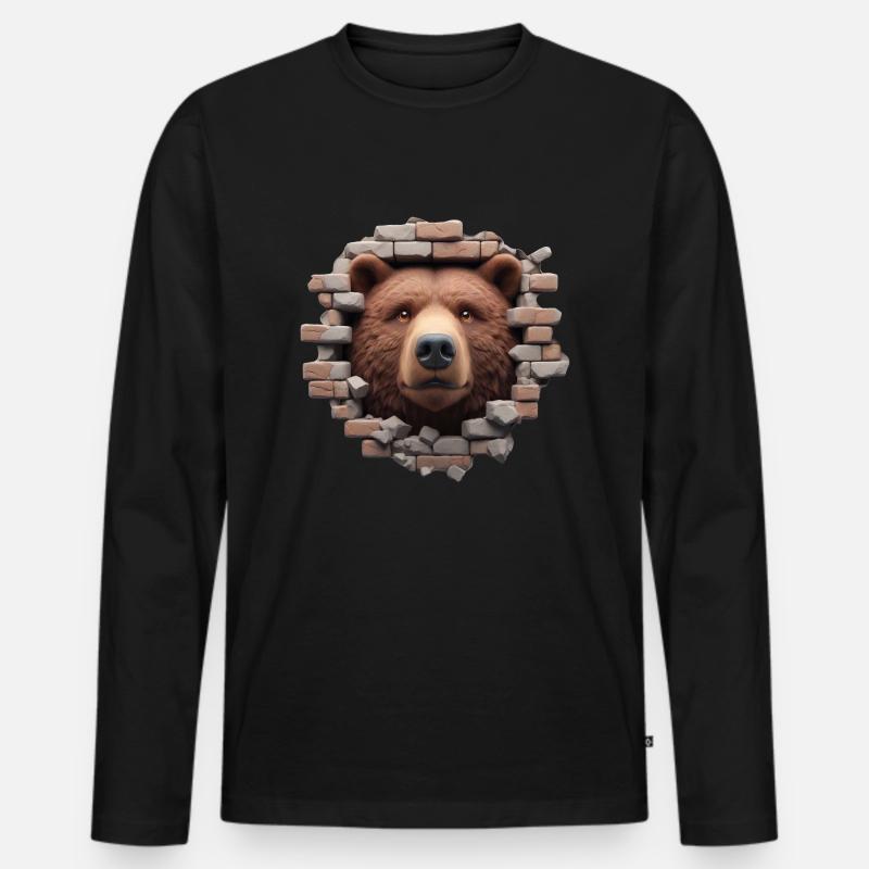 Bär im Loch - Männer Premium Bio Langarmshirt - Schwarz