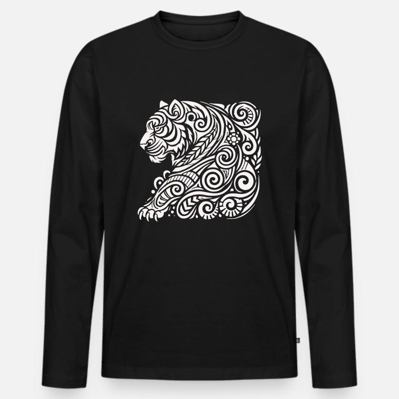 tiger tribal - Männer Premium Bio Langarmshirt - Schwarz