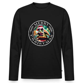 Schildkröte Merry Christmas Weihnachten Geschenk - Männer Premium Bio Langarmshirt - Schwarz - Vorne - Nico (187cm)