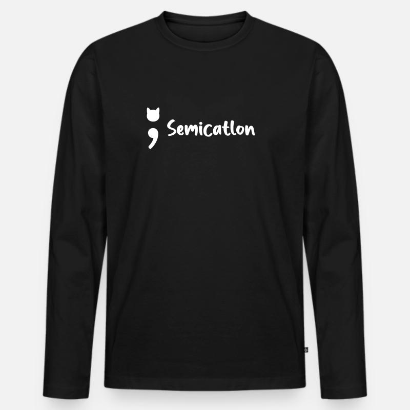 Semicatlon Katze - Männer Premium Bio Langarmshirt - Schwarz