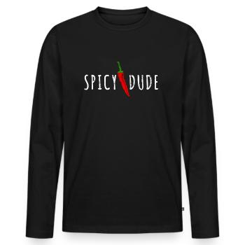 Spicy Dude - Men's Premium Organic Long Sleeve Shirt - black - Front - Nico (187cm)