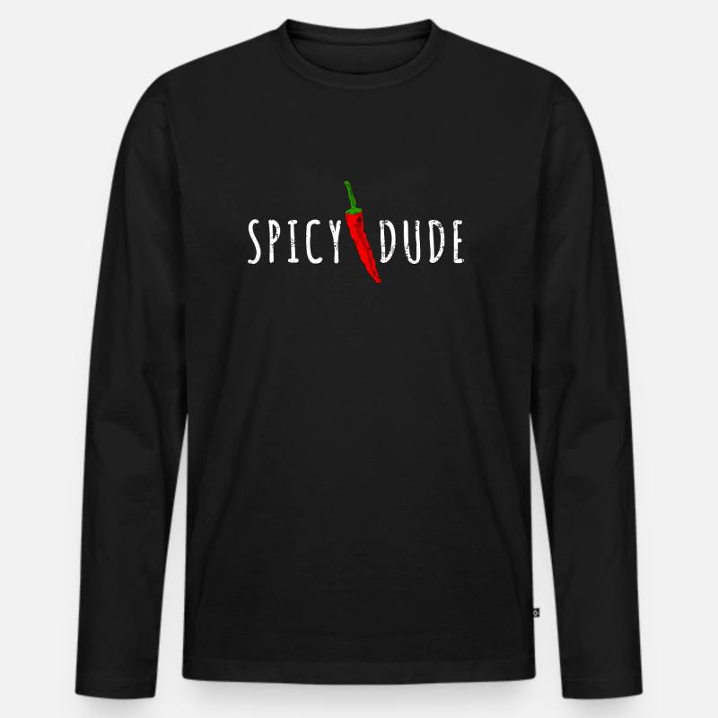 Spicy Dude - Männer Premium Bio Langarmshirt - Schwarz