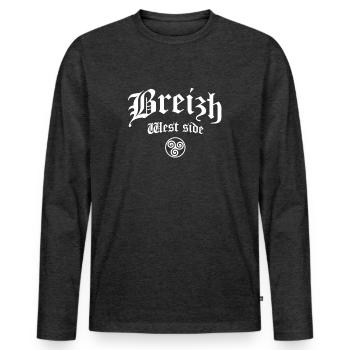 BRITAIN BREIZH WEST COAST - Men's Premium Organic Long Sleeve Shirt - heather anthracite - Front - Nico (187cm)
