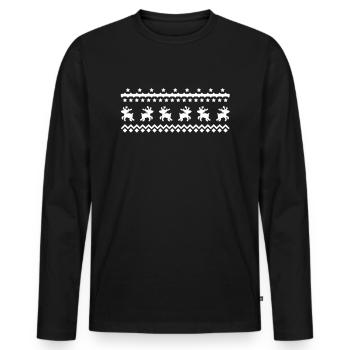 christmas pattern reindeer - Men's Premium Organic Long Sleeve Shirt - black - Front - Nico (187cm)