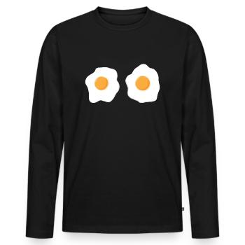 zwei Spiegeleier - Männer Premium Bio Langarmshirt - Schwarz - Vorne - Nico (187cm)