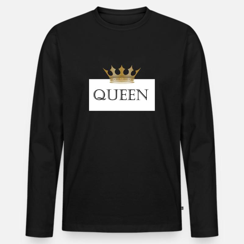 QUEEN KRONE - Männer Premium Bio Langarmshirt - Schwarz