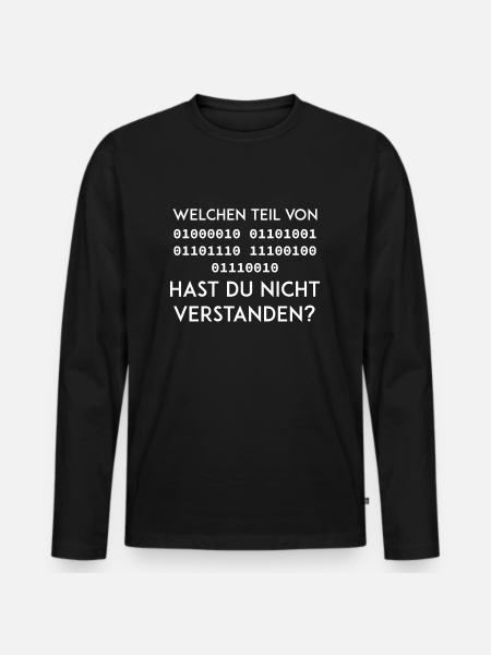 Nerd binary funny gift geek programmer - Men's Premium Organic Long Sleeve Shirt - black