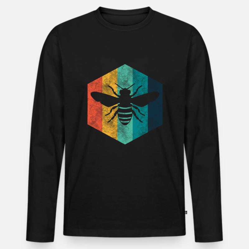 Biene Retro Imker - Männer Premium Bio Langarmshirt - Schwarz
