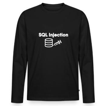 Injection SQL de base de données - T-shirt manches longues Premium bio Homme - noir - Devant - Nico (187cm)