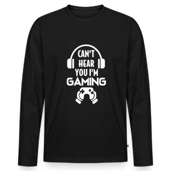 Gaming Headset - Männer Premium Bio Langarmshirt - Schwarz - Vorne - Nico (187cm)