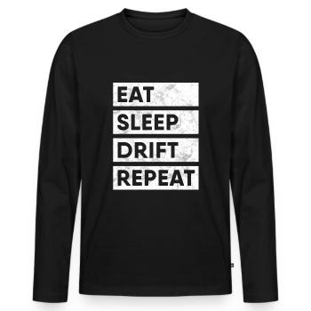 Drifter Eat Sleep Drift Repeat Shirt Auto Driften - Männer Premium Bio Langarmshirt - Schwarz - Vorne - Nico (187cm)