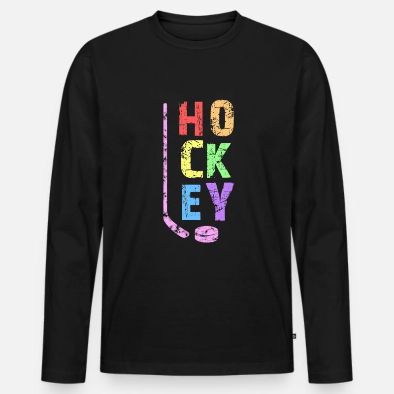 Hockey Kinder Geschenk - Männer Premium Bio Langarmshirt - Schwarz