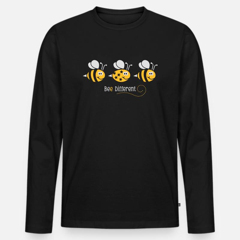 Be different - be yourself - Biene - Bee - 2C - Männer Premium Bio Langarmshirt - Schwarz