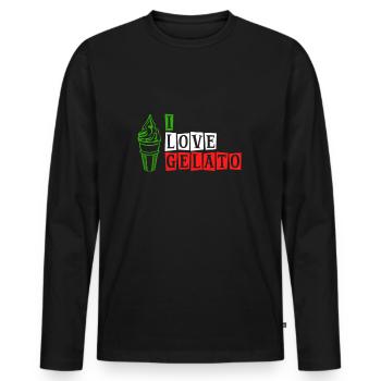 J’adore la glace - T-shirt manches longues Premium bio Homme - noir - Devant - Nico (187cm)